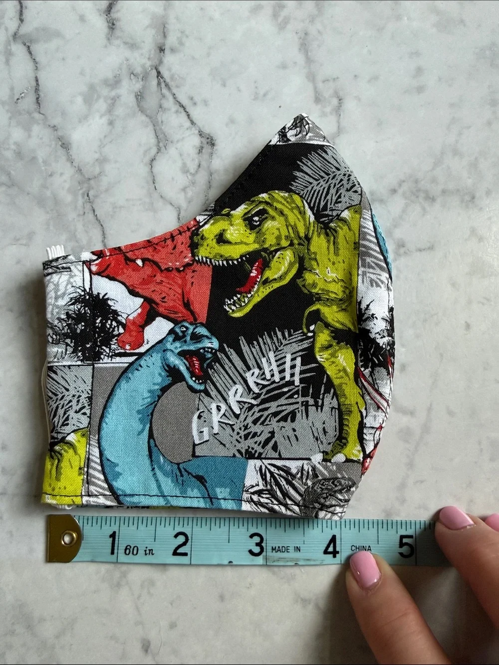 Women/teen Dinosaur Print Face Mask in Multicolor